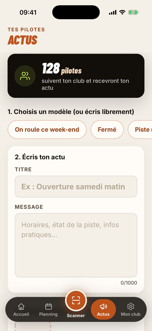Publier une actu pour tous les pilotes abonnés
